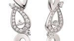 Long earrings, petal motif in white gold with diamonds pave_109465